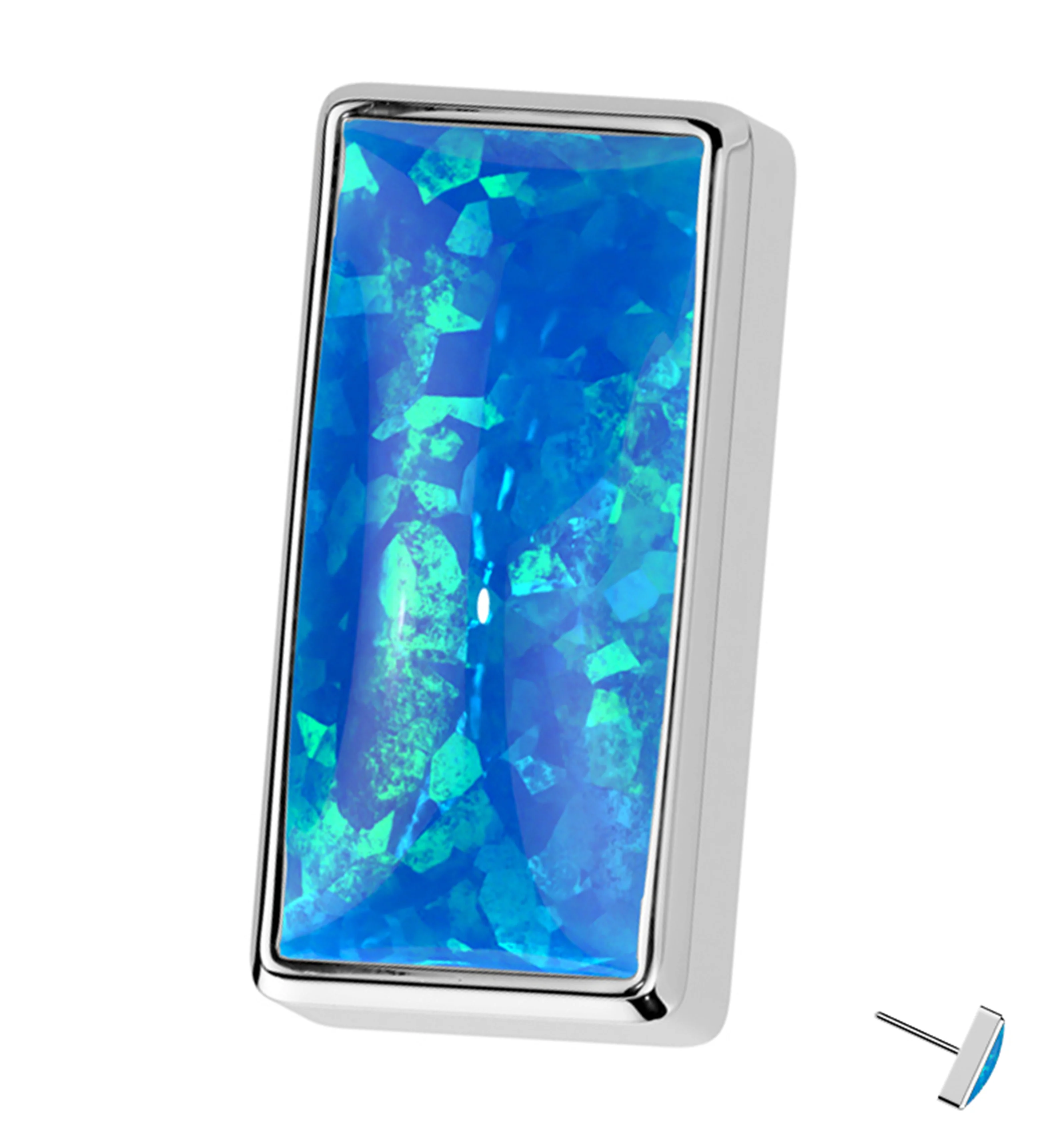 Baguette Blue Opalite Threadless Titanium Top - Mrs Treak