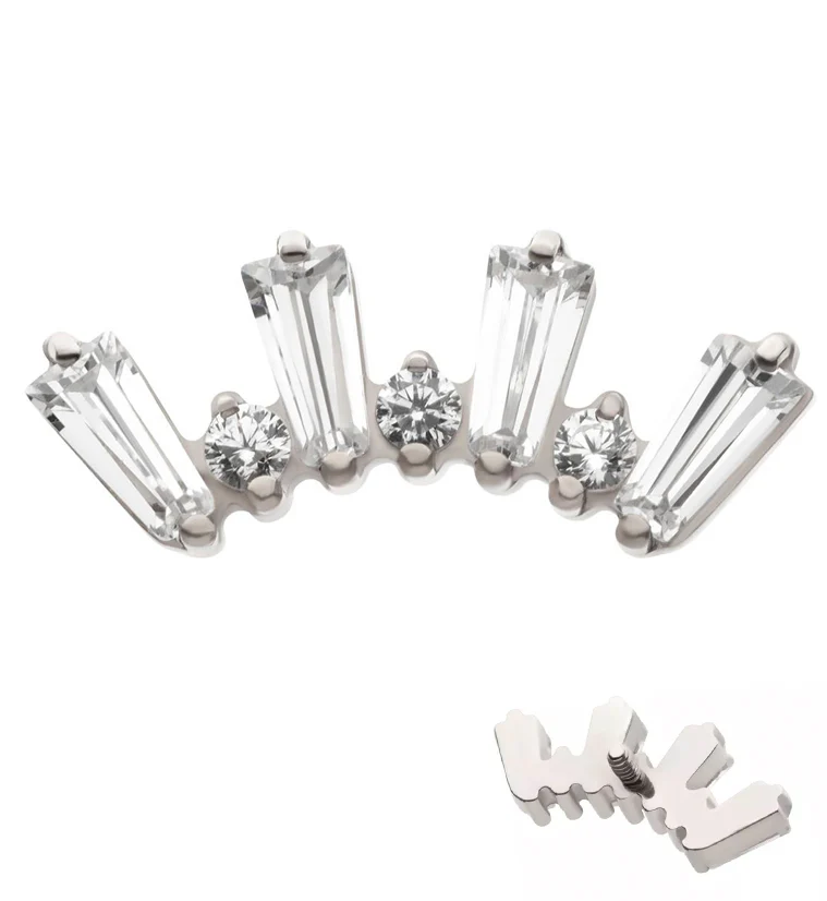 Sequential Clear CZ Internally Threaded Titanium Top - Mrs Treak