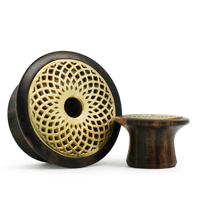 Torus Brass Areng Wood Mayan Flare Plugs - Mrs Treak