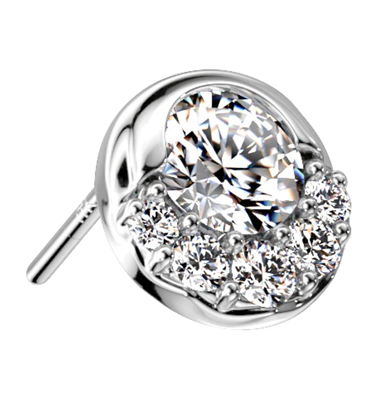 14kt White Gold Multi CZ Disk Threadless Top - Mrs Treak