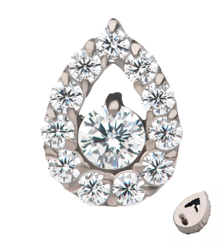 Allay Teardrop CZ Internally Threaded Titanium Top - Mrs Treak