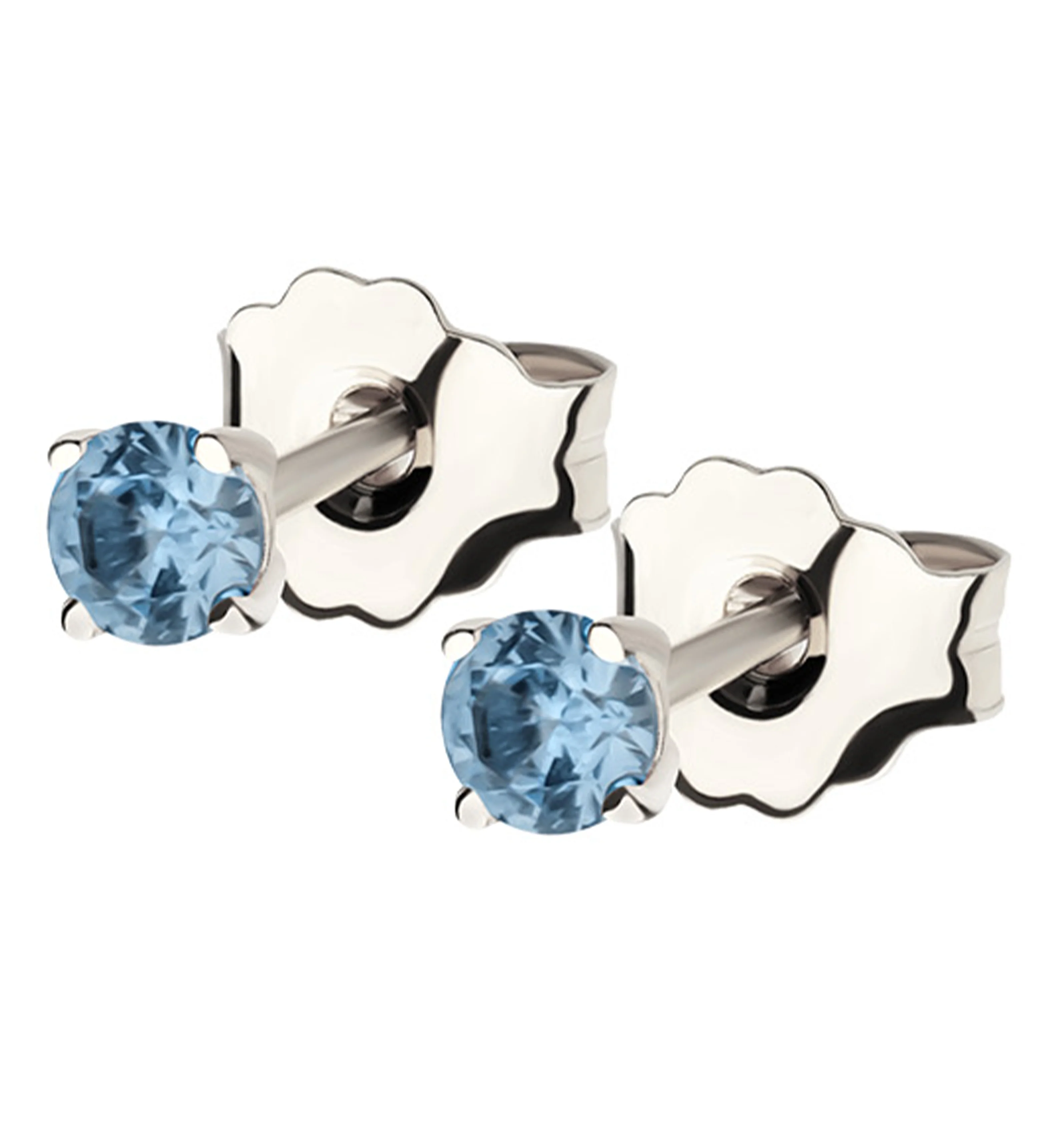 14kt White Gold December Birthstone Blue CZ Stud Earrings - Mrs Treak