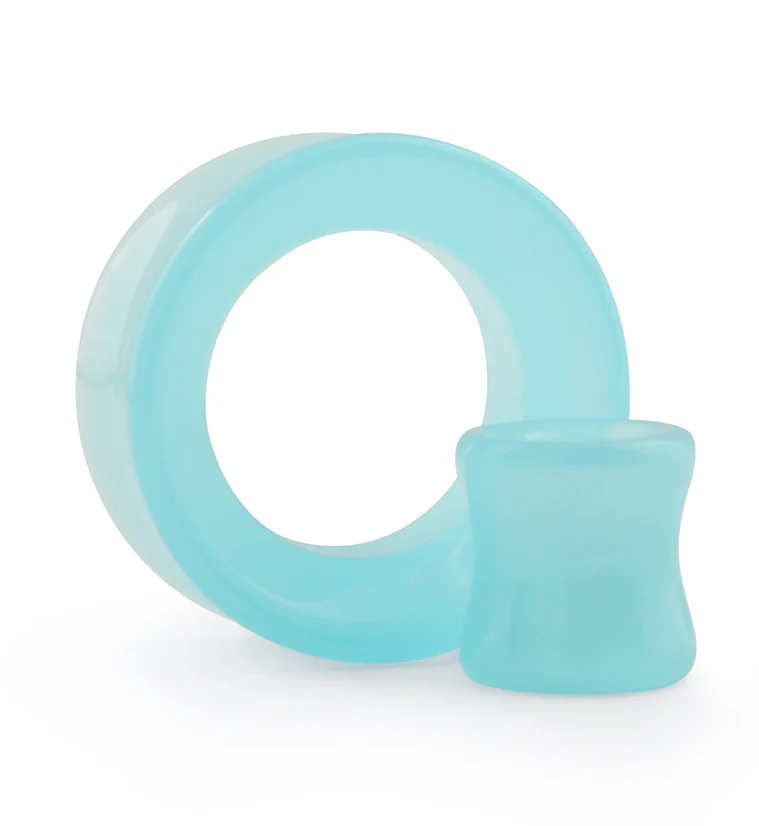 Sky Blue Glass Double Flare Tunnels - Mrs Treak