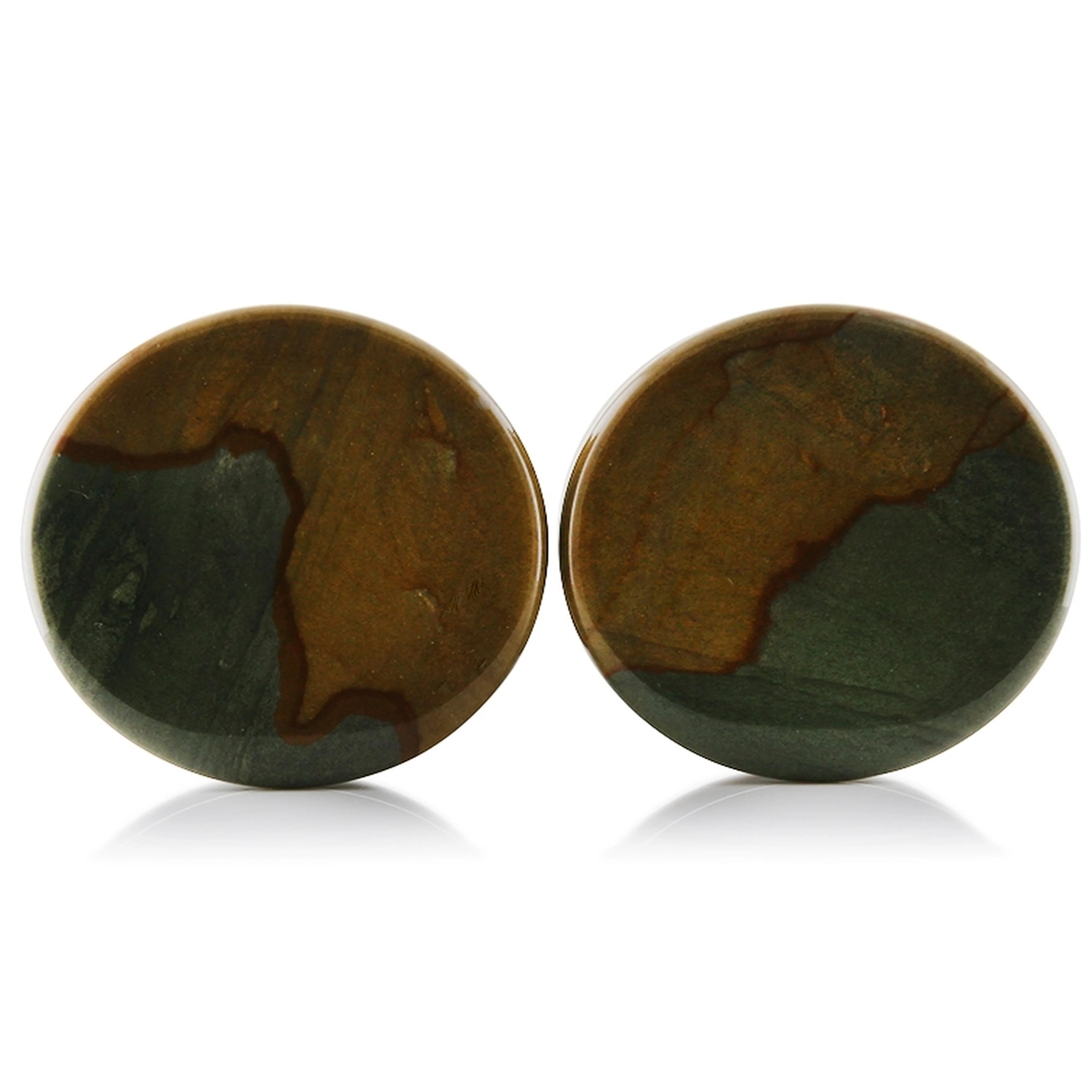 Cripple Creek Picture Jasper Stone Plugs 1 Inch (25mm) Version 1 - Mrs Treak