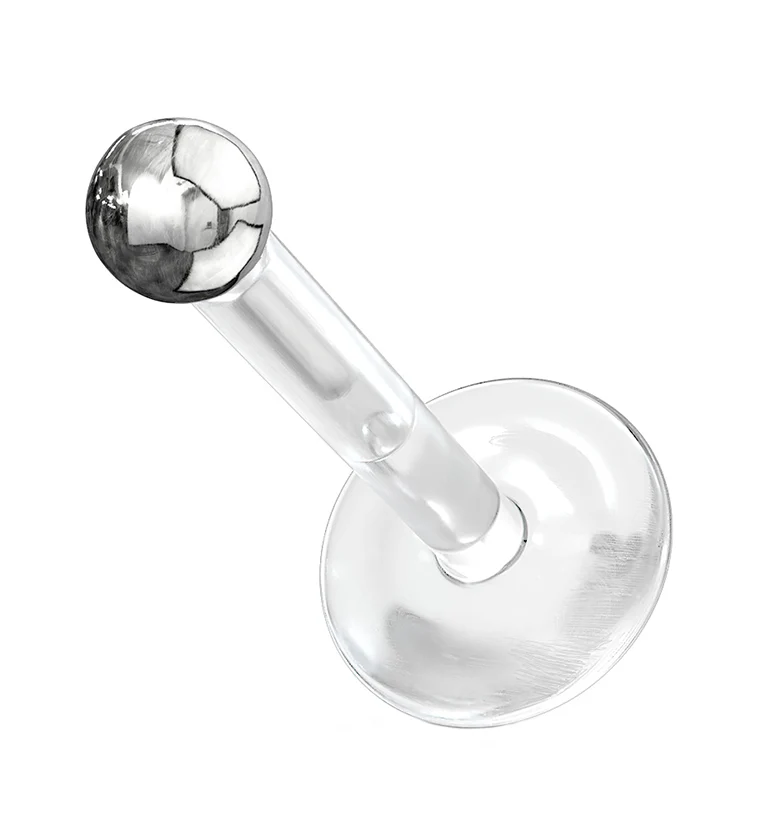14kt White Gold Ball Top Bioflex Flat Back Labret - Mrs Treak