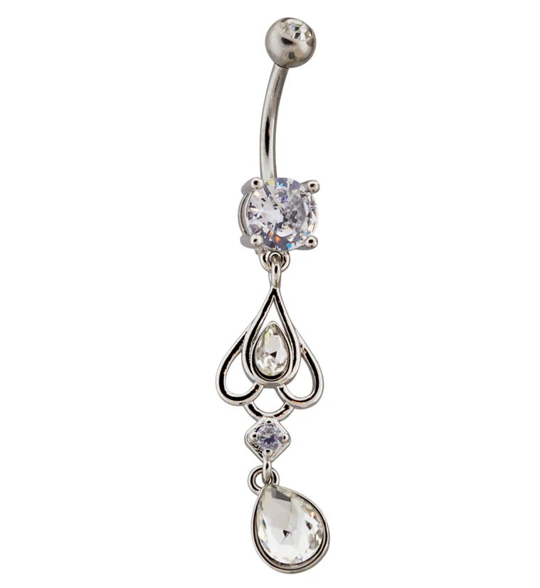 Trinket Dangle CZ Belly Button Ring - Mrs Treak