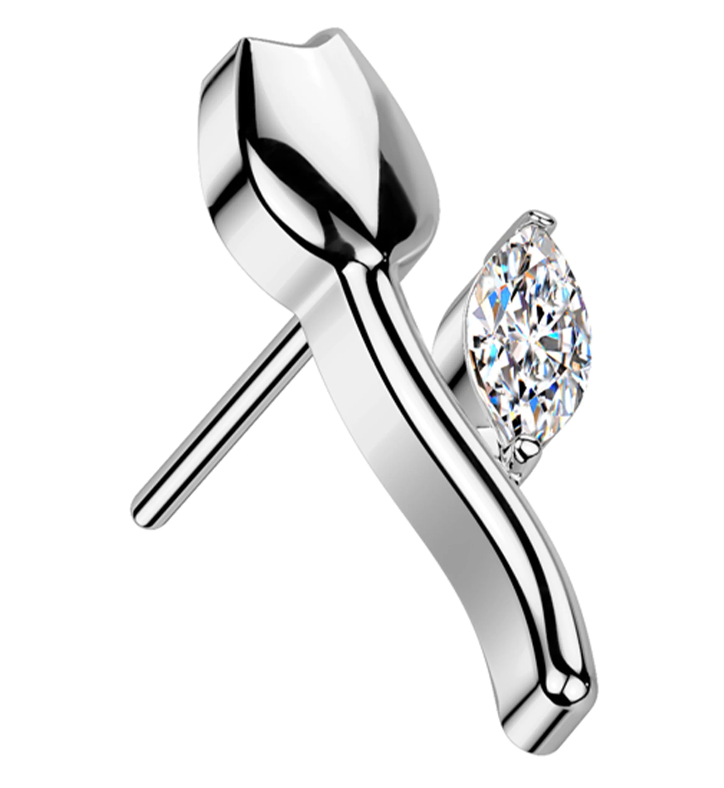 Tulip Flower Clear CZ Titanium Threadless Top - Mrs Treak