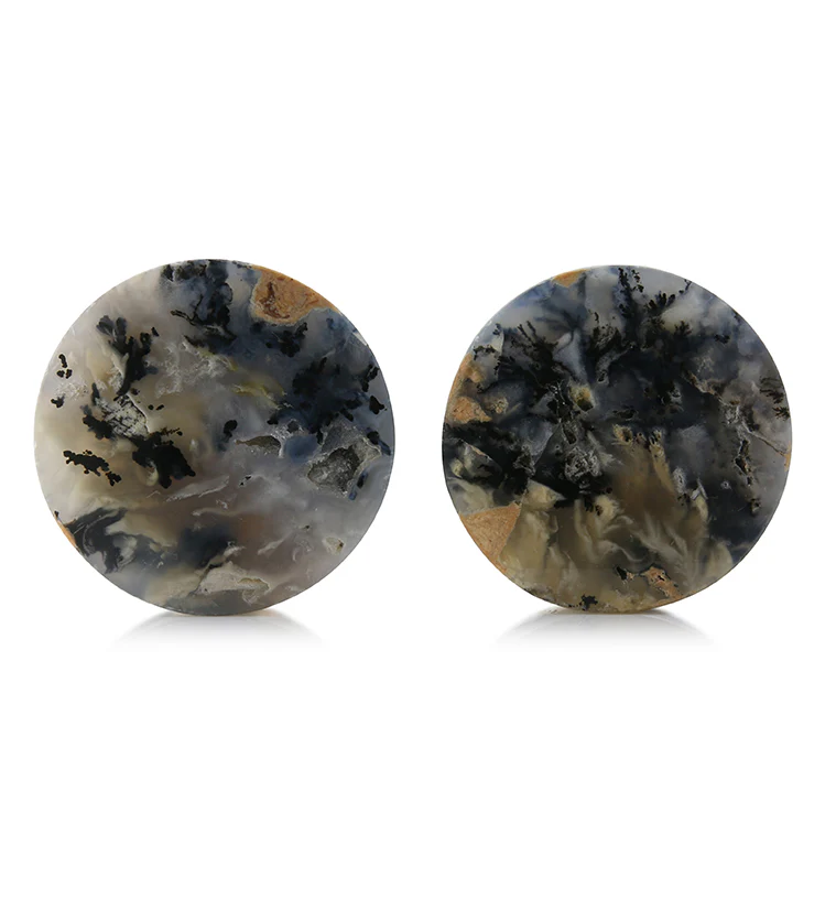 Tiger Agate Dendritic Stone Plugs 1 & 3/8