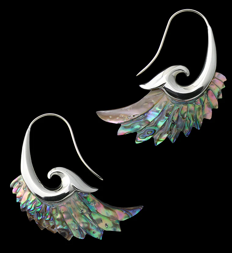 18G Aileron White Brass Abalone Hangers / Earrings - Mrs Treak