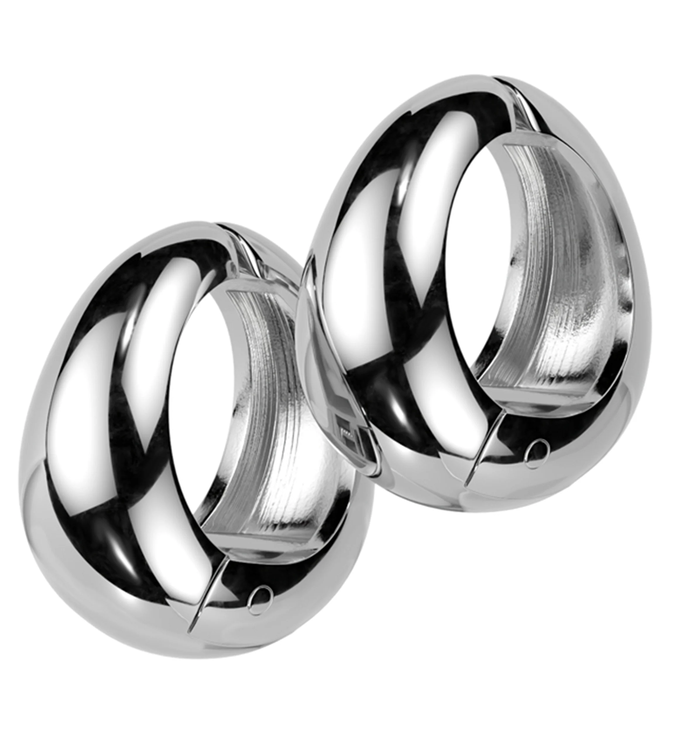 Wide Stainless Steel Hinged Hoop Huggie Clip-On Earrings - Mrs Treak
