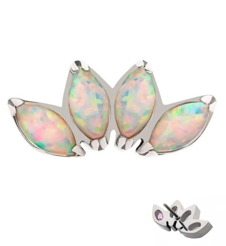 Quartet White Opalite Threadless Titanium Top - Mrs Treak