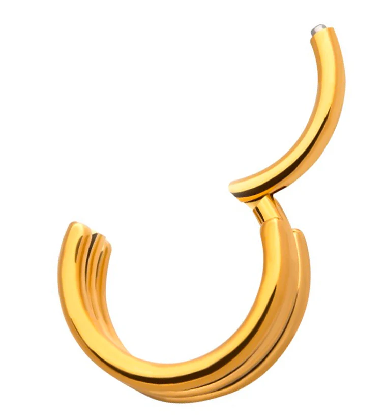 24kt Gold PVD Titanium Triple Bar Hinged Segment Ring - Mrs Treak