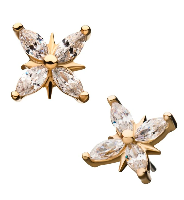 14kt Gold Sequin Gem Threadless Top - Mrs Treak