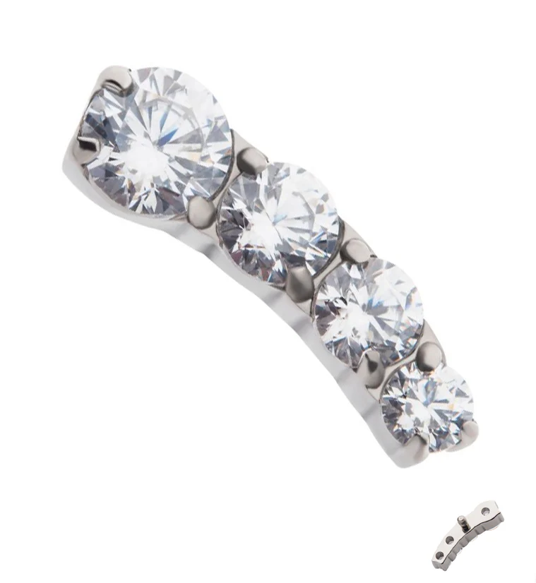 Arise CZ Internally Threaded Titanium Top (Left Ear) - Mrs Treak