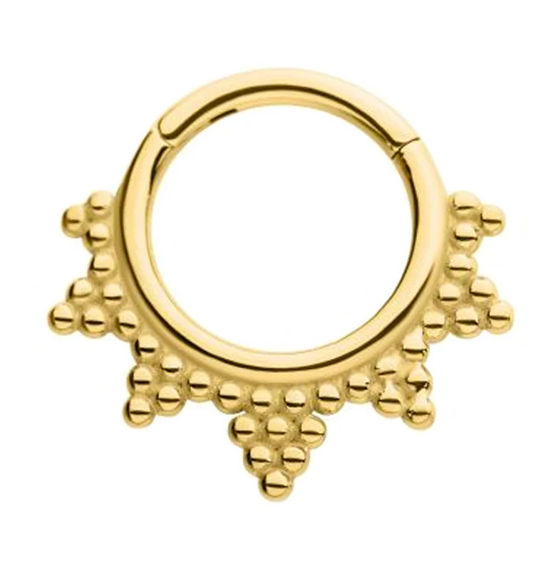 Gold PVD Beaded Pin Hinged Segment Ring - Mrs Treak
