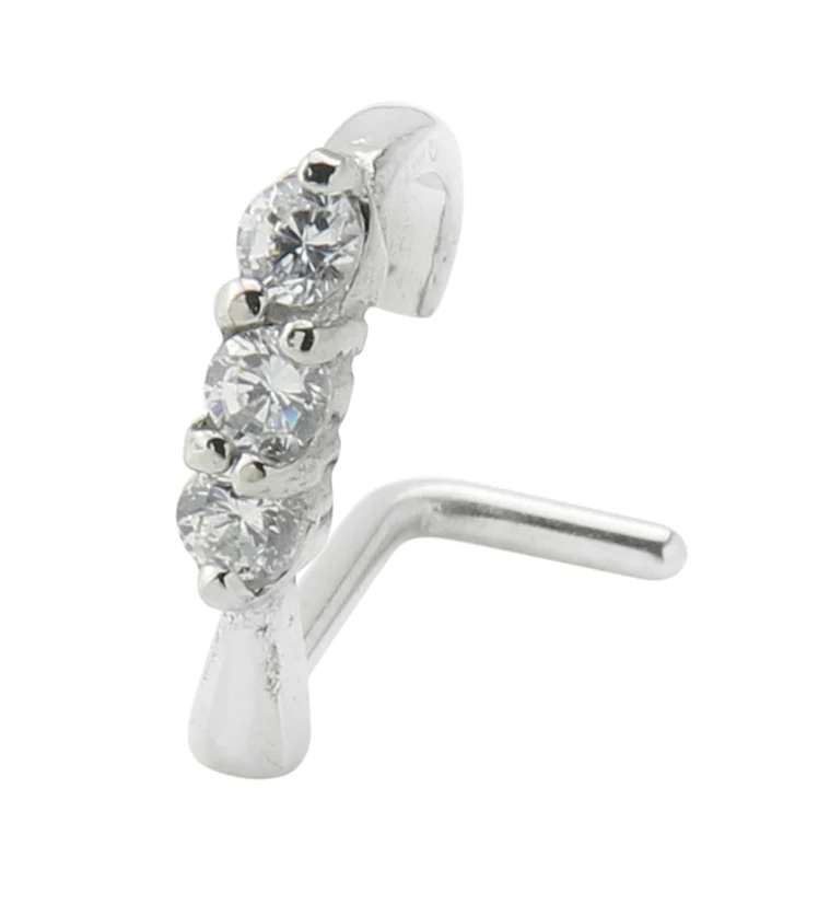 Gilded Clear CZ Nose Curve Ring - Mrs Treak