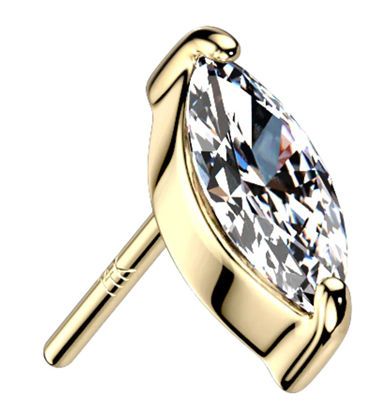 14kt Gold Ovate CZ Threadless Top - Mrs Treak