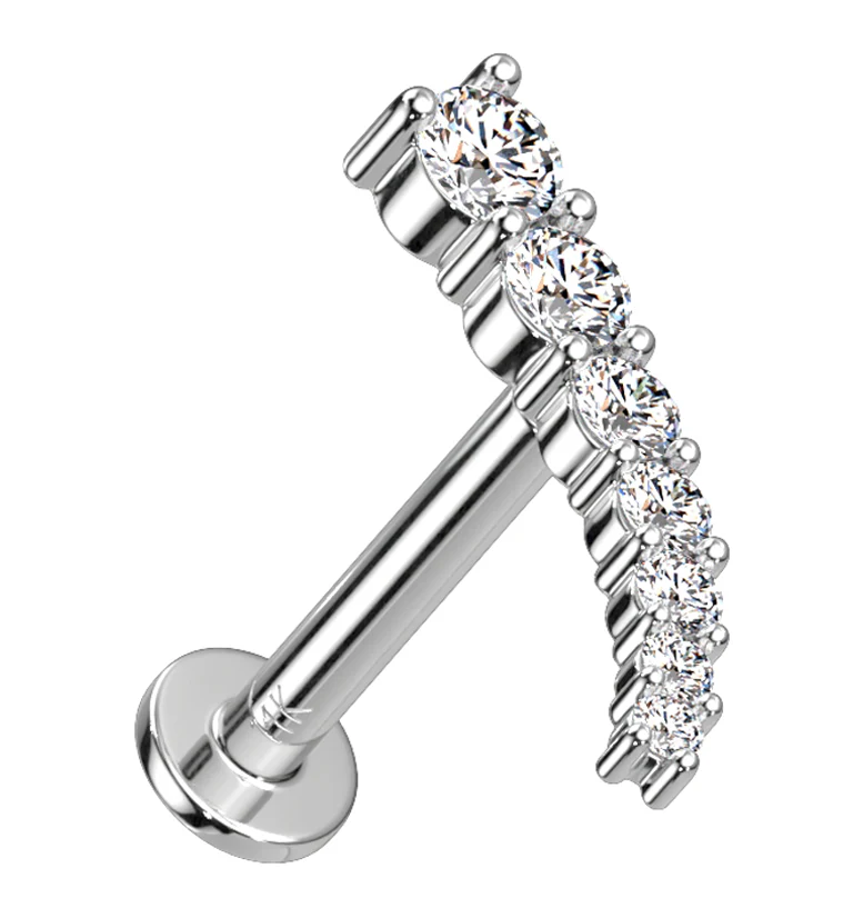 14kt White Gold Ascend CZ Threadless Labret - Mrs Treak