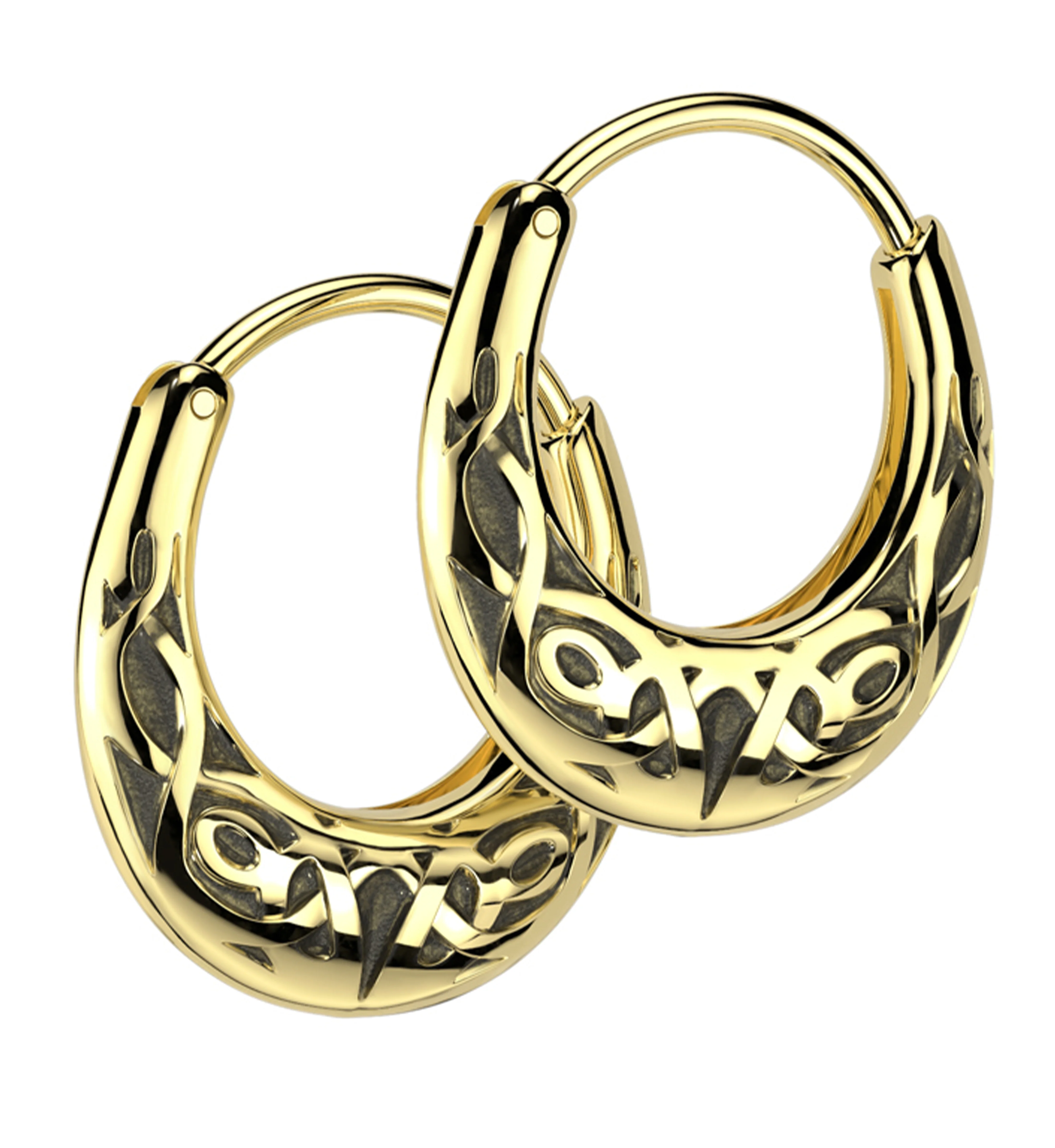 Gold PVD Celtic Knot Hoop Stainless Steel Hinged Earrings - Mrs Treak