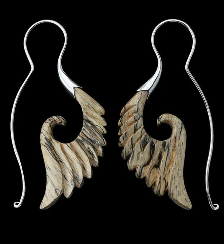 18G Cherub Wing White Brass Tamarind Wood Hangers / Earrings - Mrs Treak
