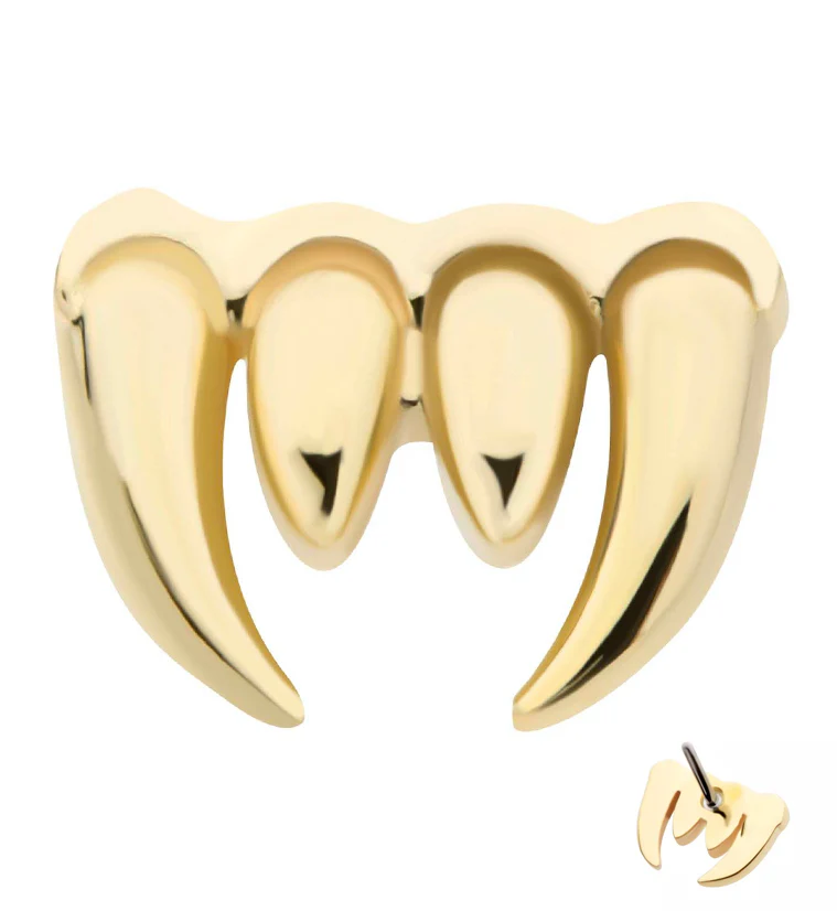 14kt Gold Fangs Threadless Top - Mrs Treak
