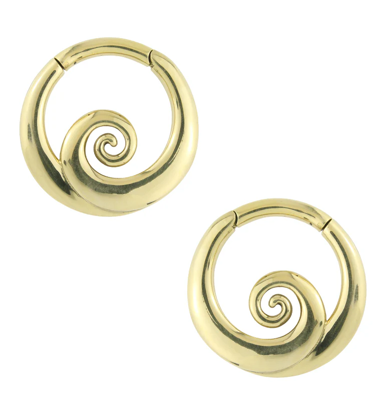 Swirl Brass Hinged Ear Weights - Mrs Treak