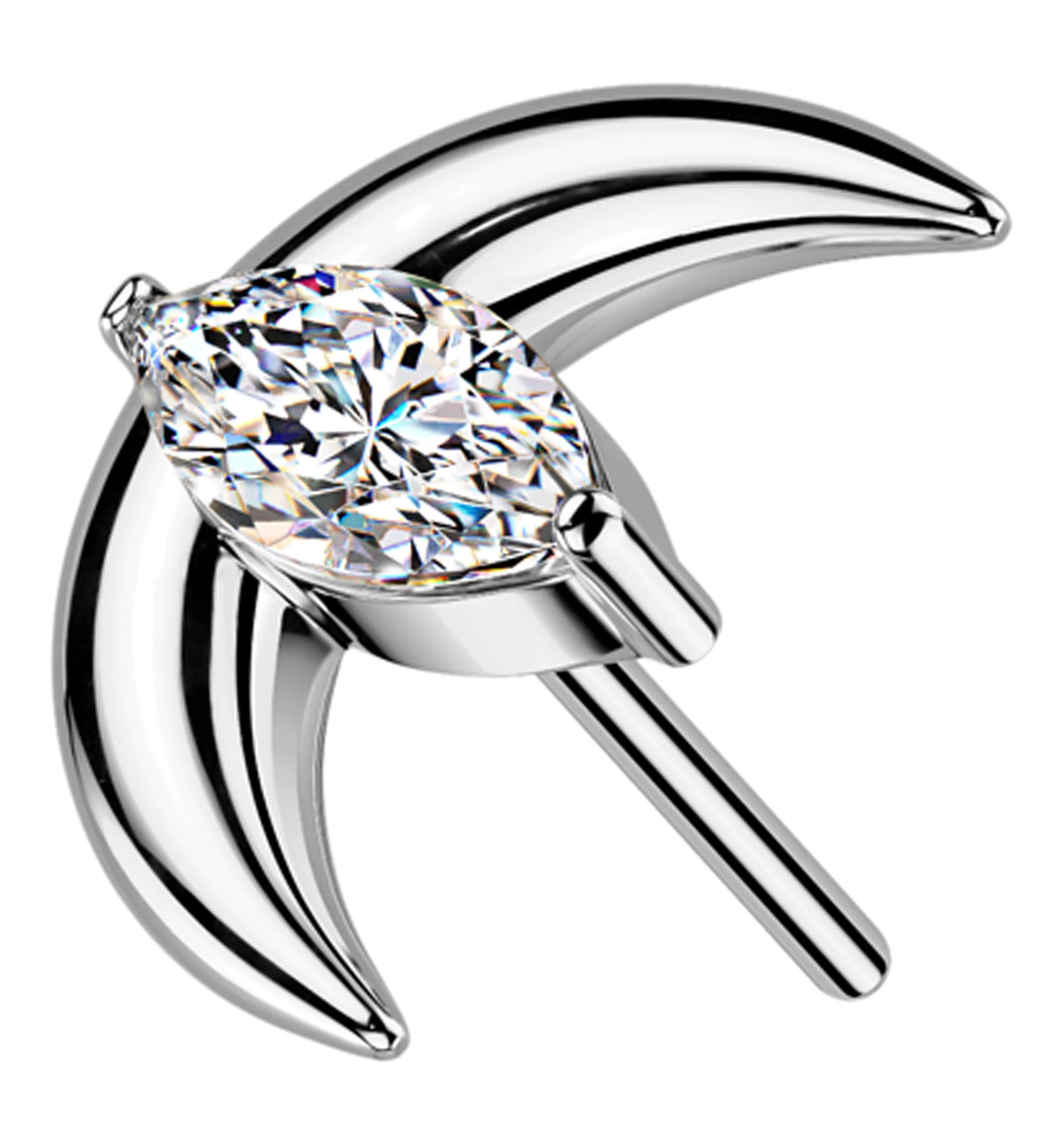 Half Moon Marquise Clear CZ Titanium Threadless Top - Mrs Treak
