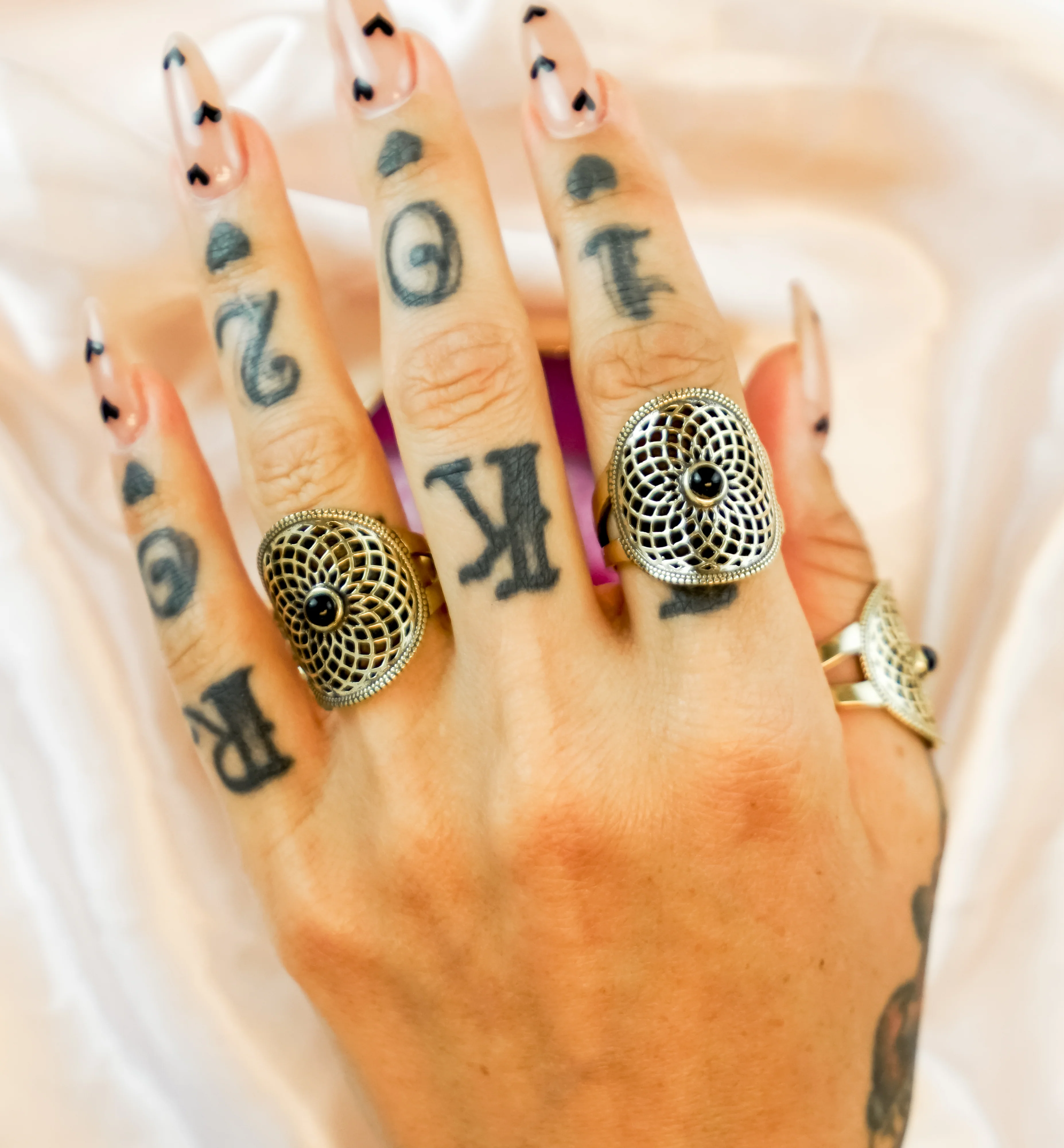 Torus Black Onyx Stone Brass Ring - Mrs Treak