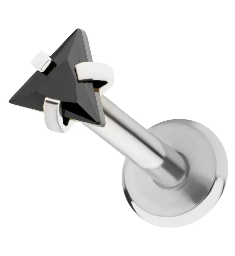 Triangle Black CZ Stainless Steel Internally Threaded Labret - Mrs Treak