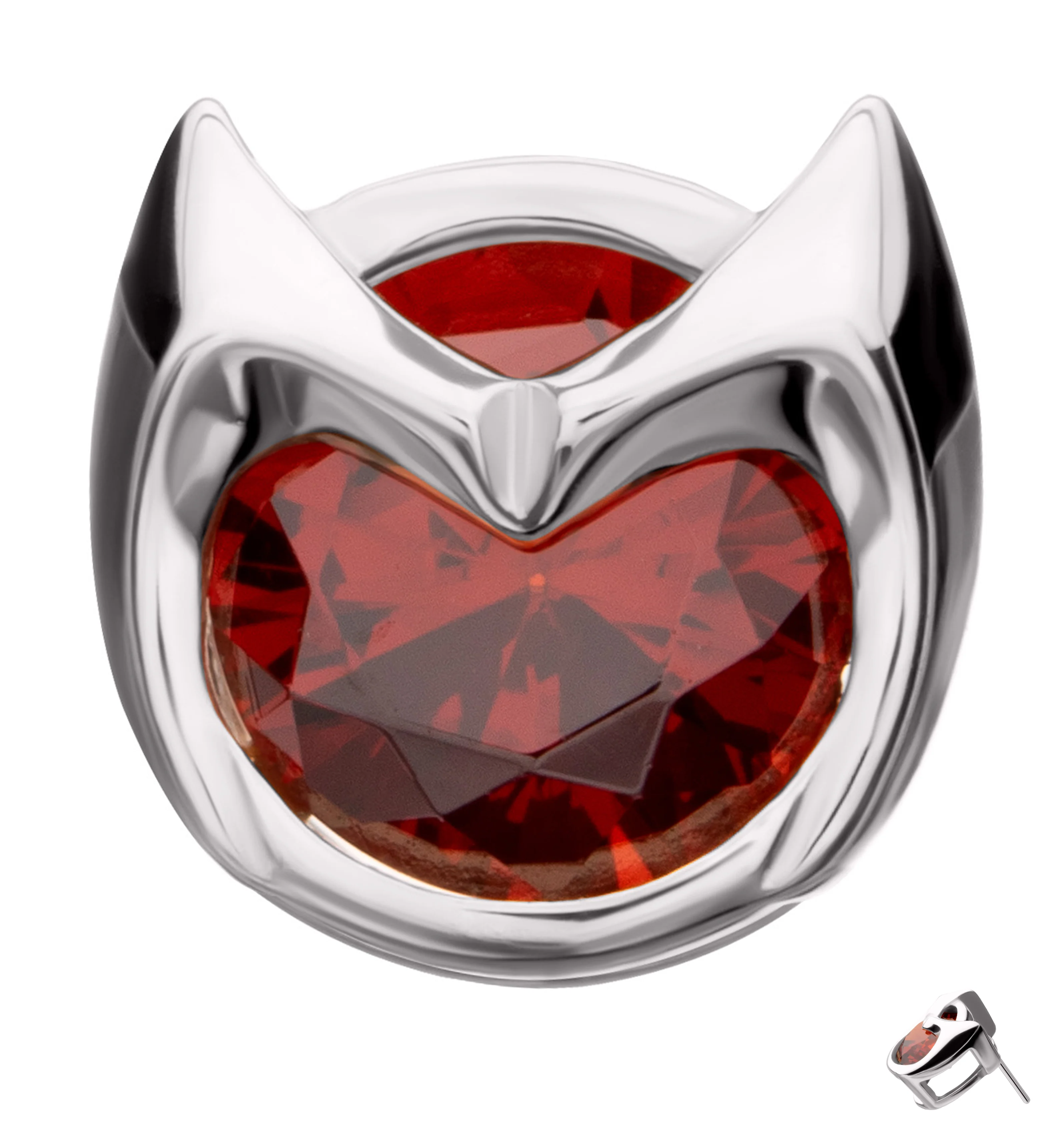 14kt White Gold Wandavision 3D Tiara Red CZ Threadless Top - Mrs Treak