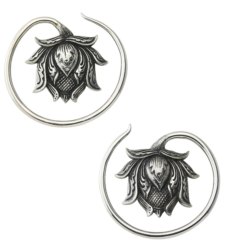 Resting Lotus White Brass Ear Weights - Mrs Treak