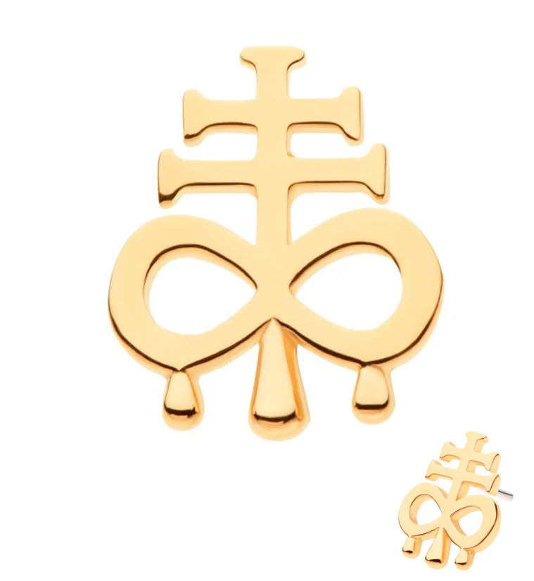 14kt Gold Leviathan Cross Drip Threadless Top - Mrs Treak