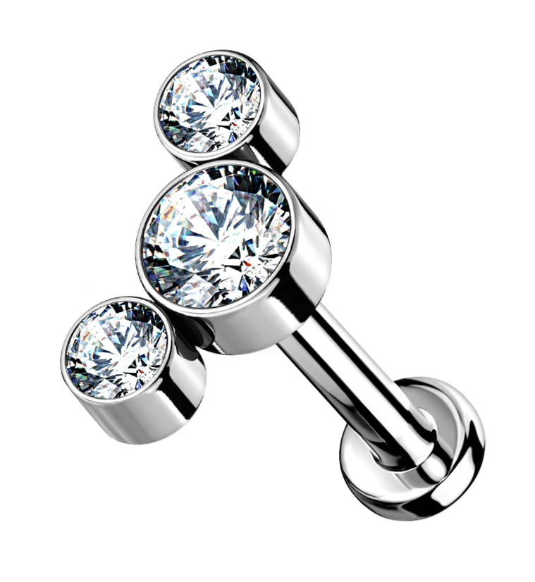 Clear Cluster CZ Titanium Threadless Labret - Mrs Treak