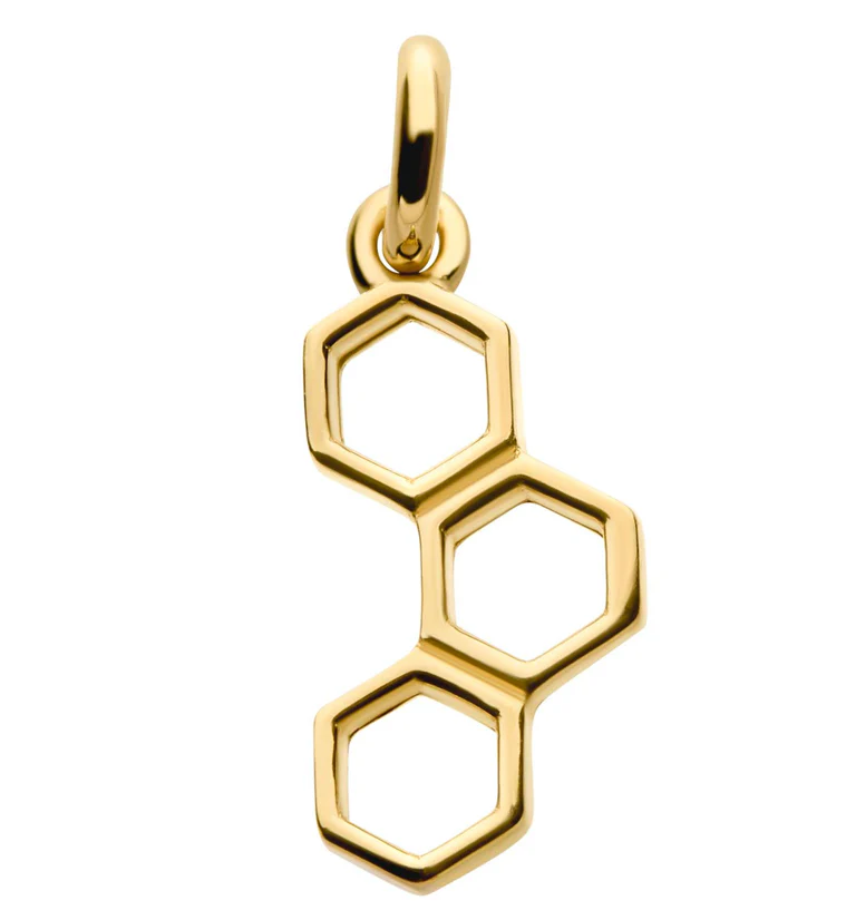 14kt Gold Honeycomb Layer Dangle Charm - Mrs Treak