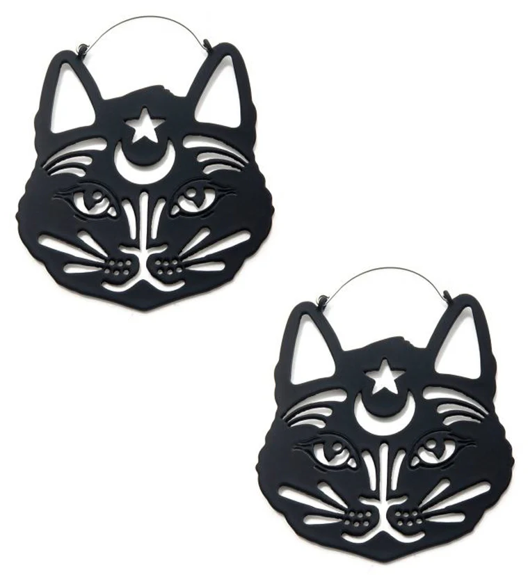 Cosmic Cat Plug Hoops - Mrs Treak