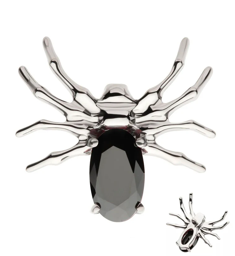 Spider Black CZ Internally Threaded Titanium Top - Mrs Treak