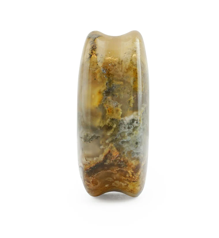 Graveyard Point Plume Agate Teardrop Stone Plugs - Mrs Treak