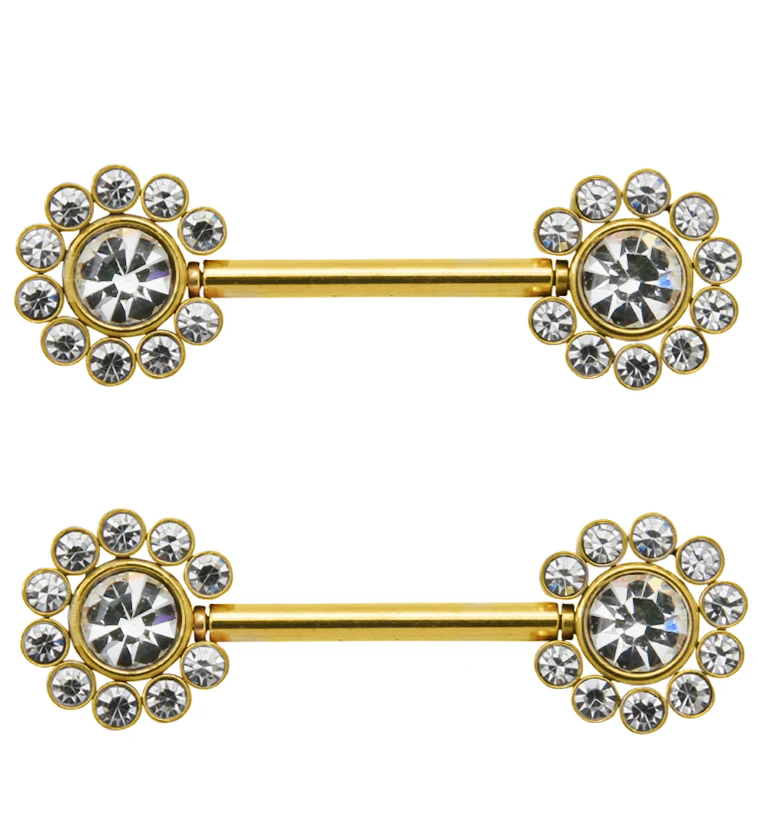 14G Gold PVD Cirque Threadless Nipple Ring Barbells - Mrs Treak