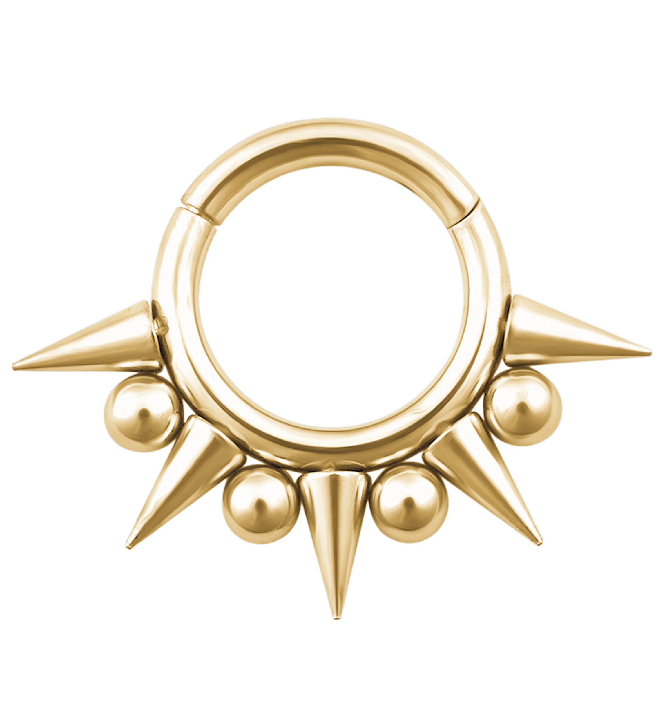 Gold PVD Spike And Ball Stainless Steel Hinged Segment Ring - Mrs Treak