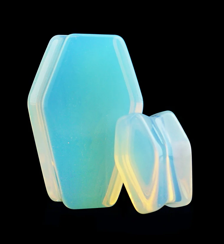 Opalite Glass Coffin Plugs - Mrs Treak