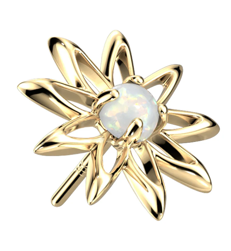 14kt Gold Sunflower White Opalite Threadless Top - Mrs Treak