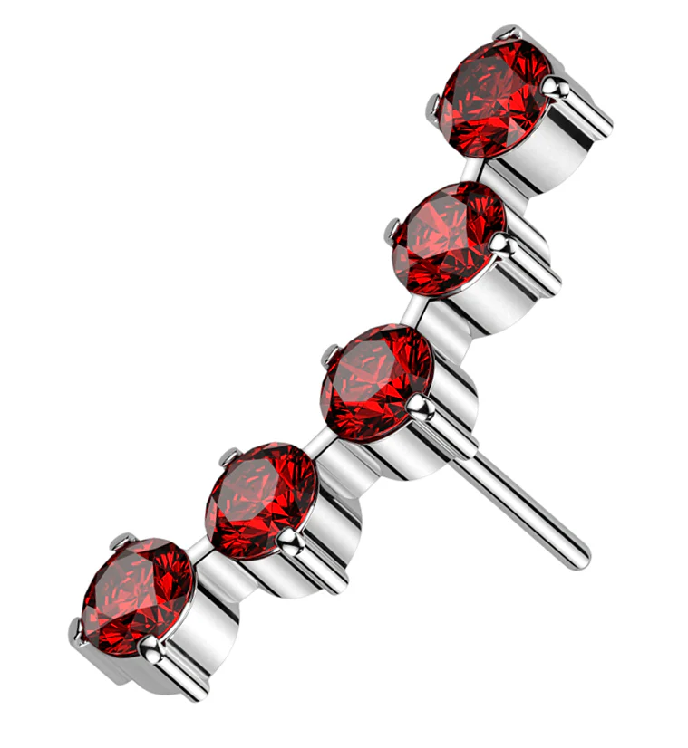 Flex Red CZ Threadless Titanium Top - Mrs Treak