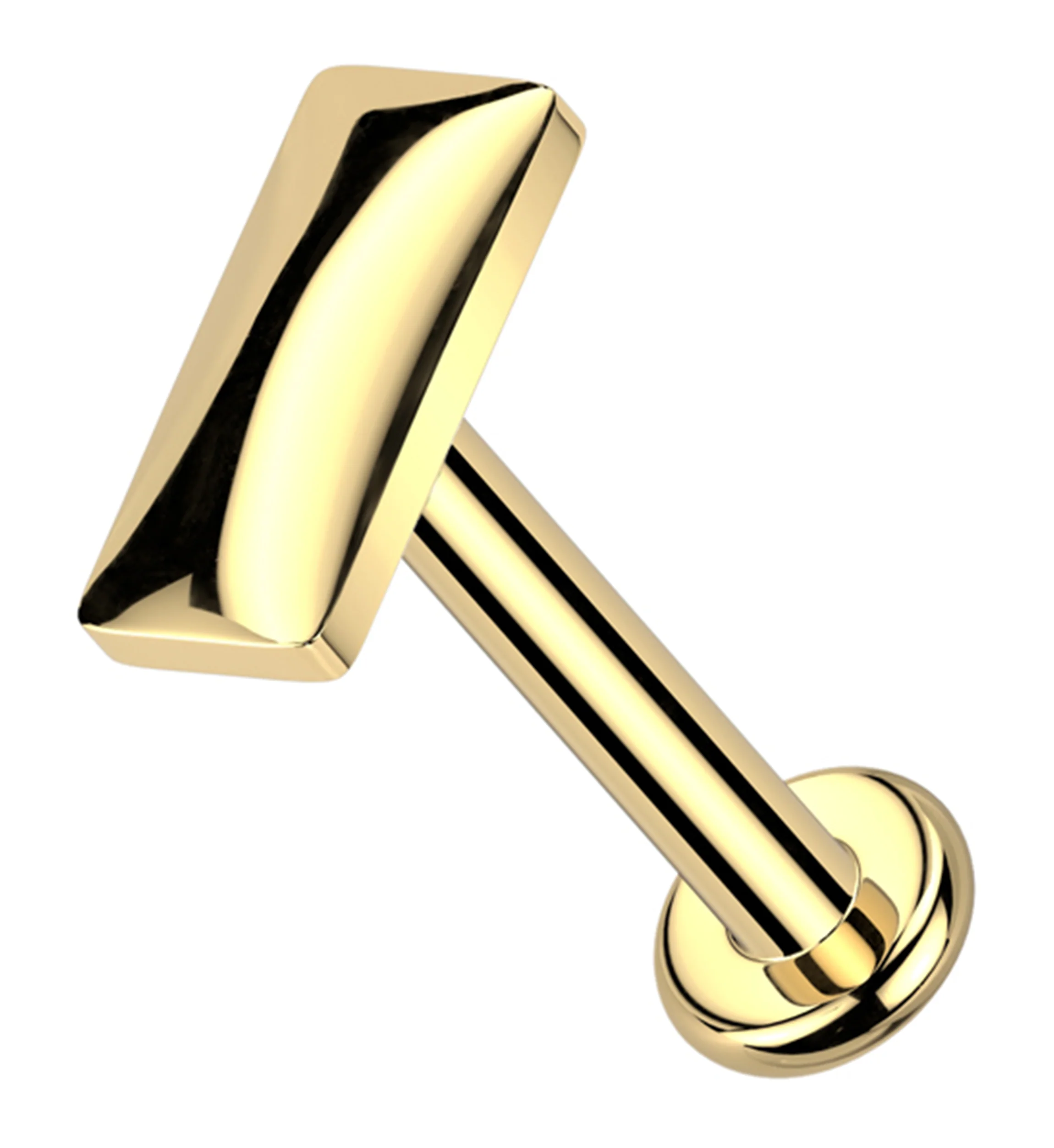 Gold PVD Stake Internally Threaded Titanium Flat Disk Labret - Mrs Treak