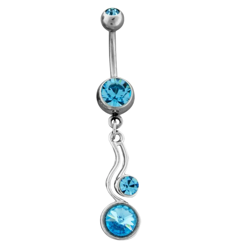 Aqua Swirly Gem Belly Button Ring - Mrs Treak