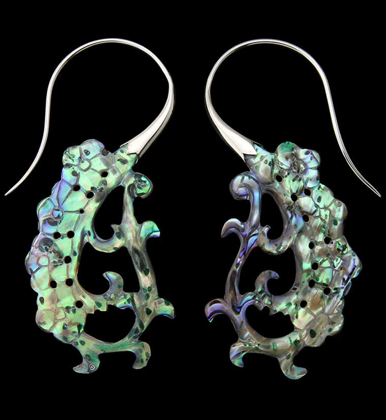 18G Floral White Brass Abalone Hangers / Earrings - Mrs Treak