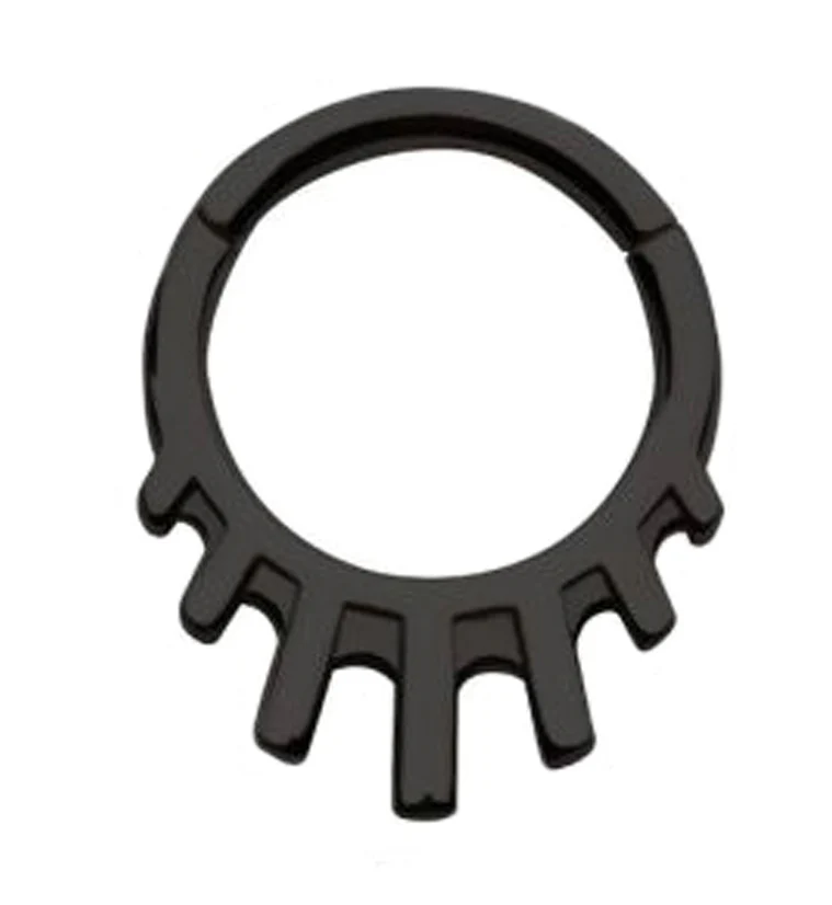 Black PVD Drop Bars Hinged Segment Ring - Mrs Treak