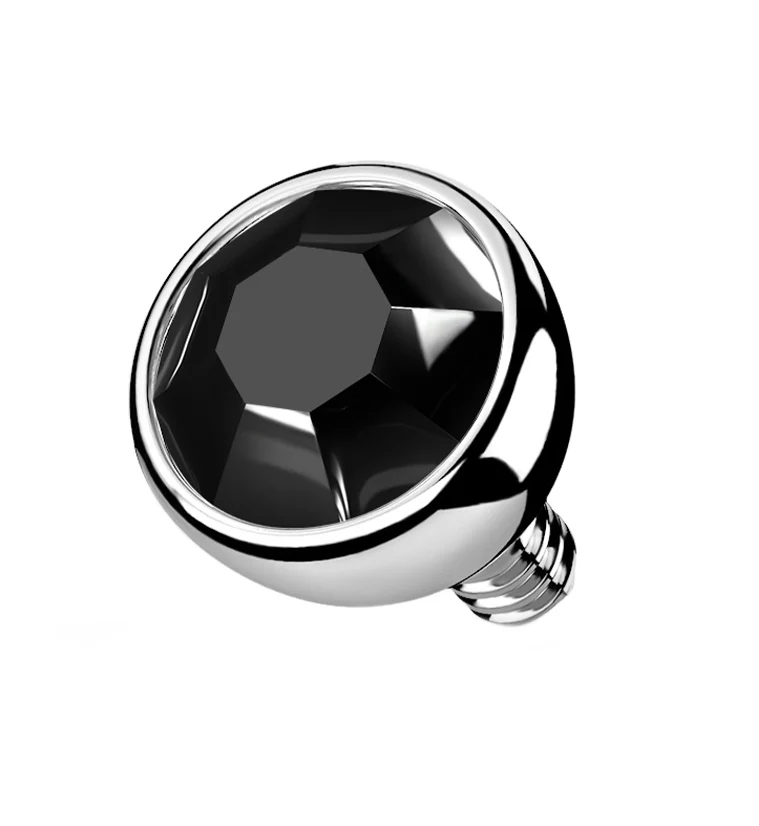 Bezel Black CZ Titanium Internally Threaded Top - Mrs Treak