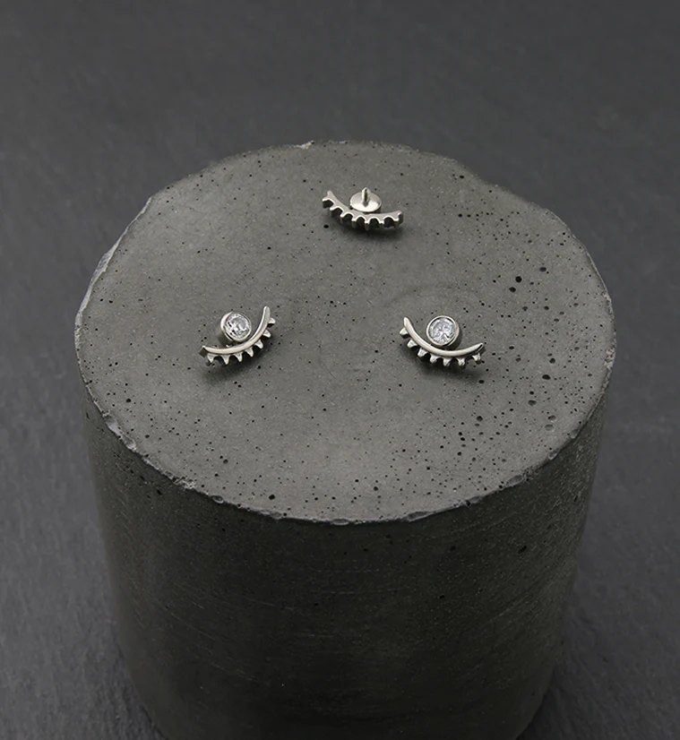 Evil Eye Clear CZ Internally Threaded Titanium Top - Mrs Treak