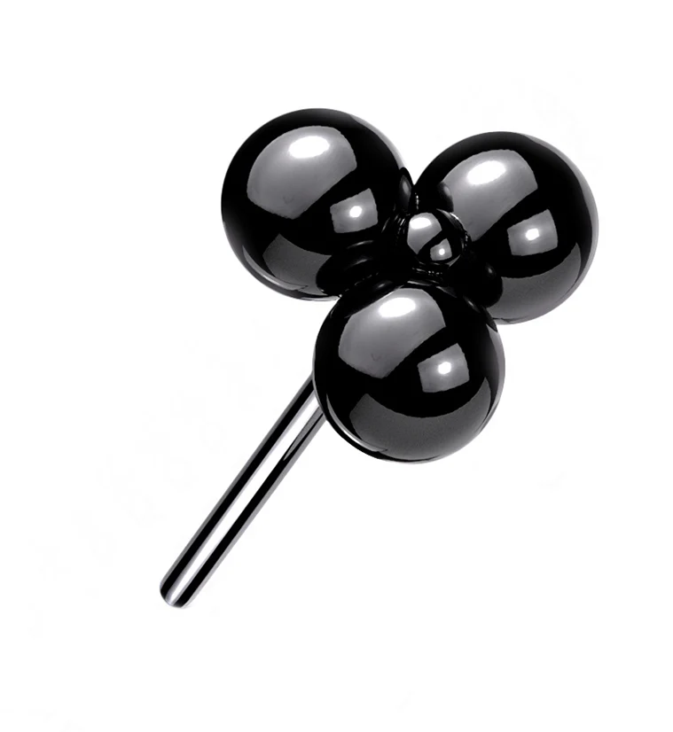 Black Triple Bead Titanium Threadless Top - Mrs Treak