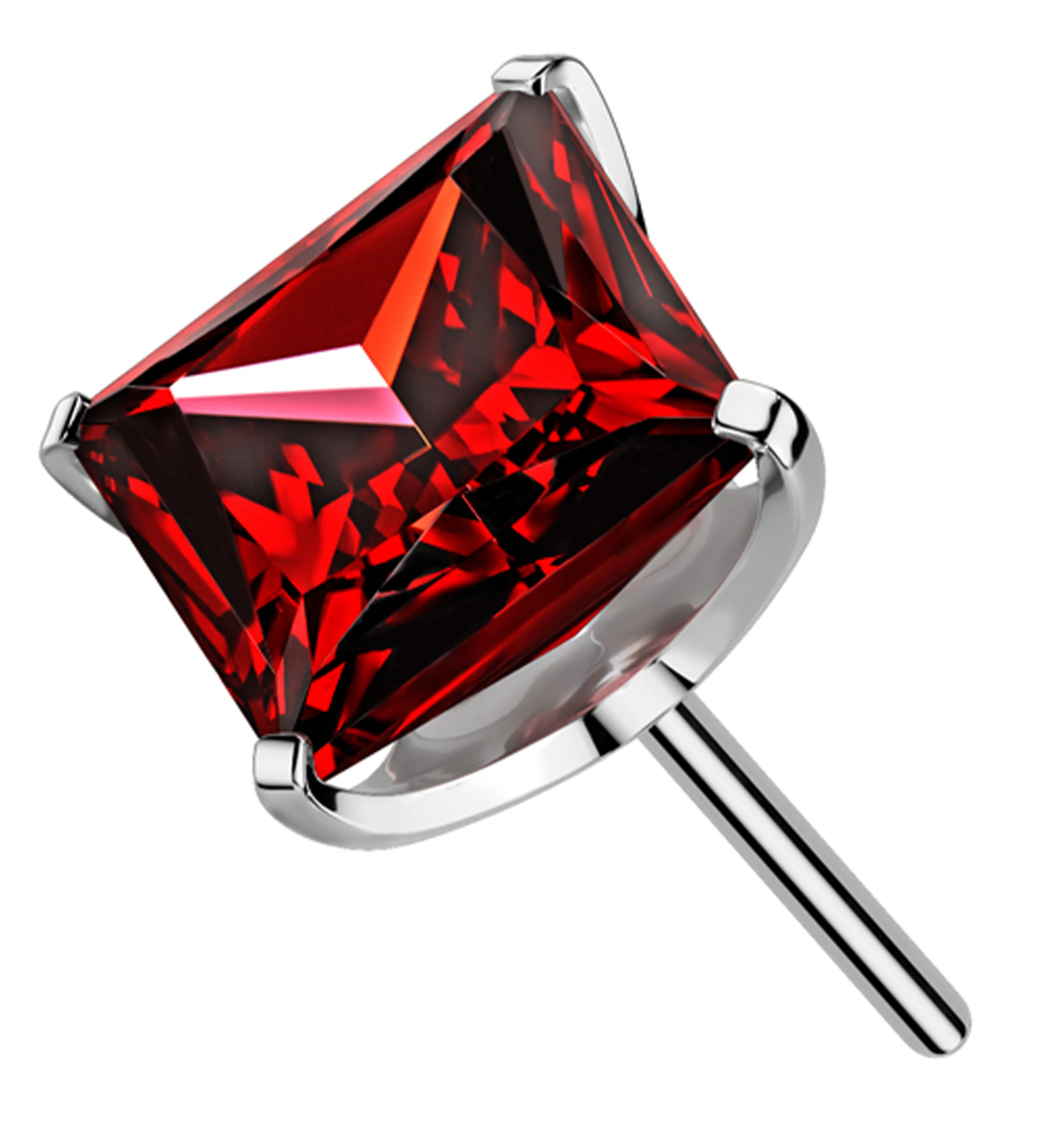 Rhombus Red CZ Threadless Titanium Top - Mrs Treak